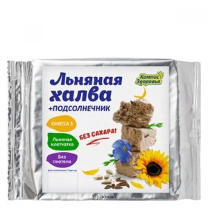 Халва подсолнечно-льняная с семенами коричневого льна на фруктозе